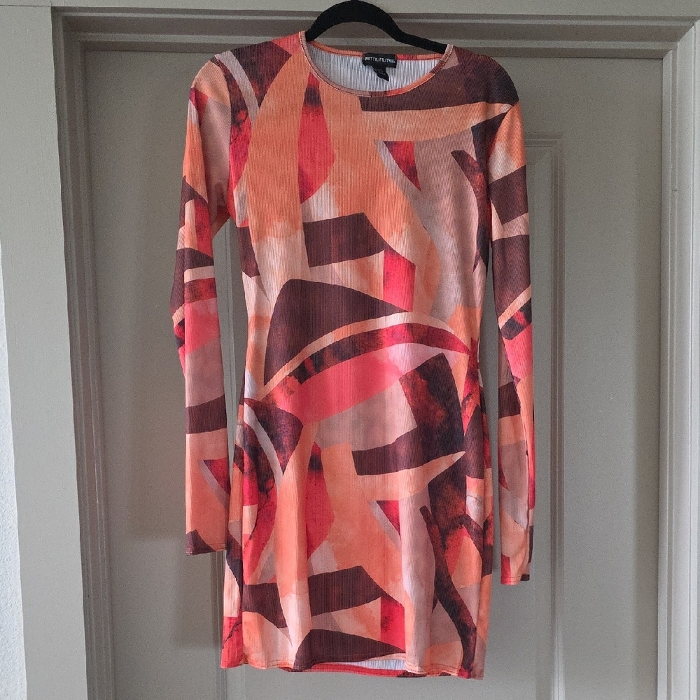 Pretty Littke Things Geometric Long Sleeve Dress